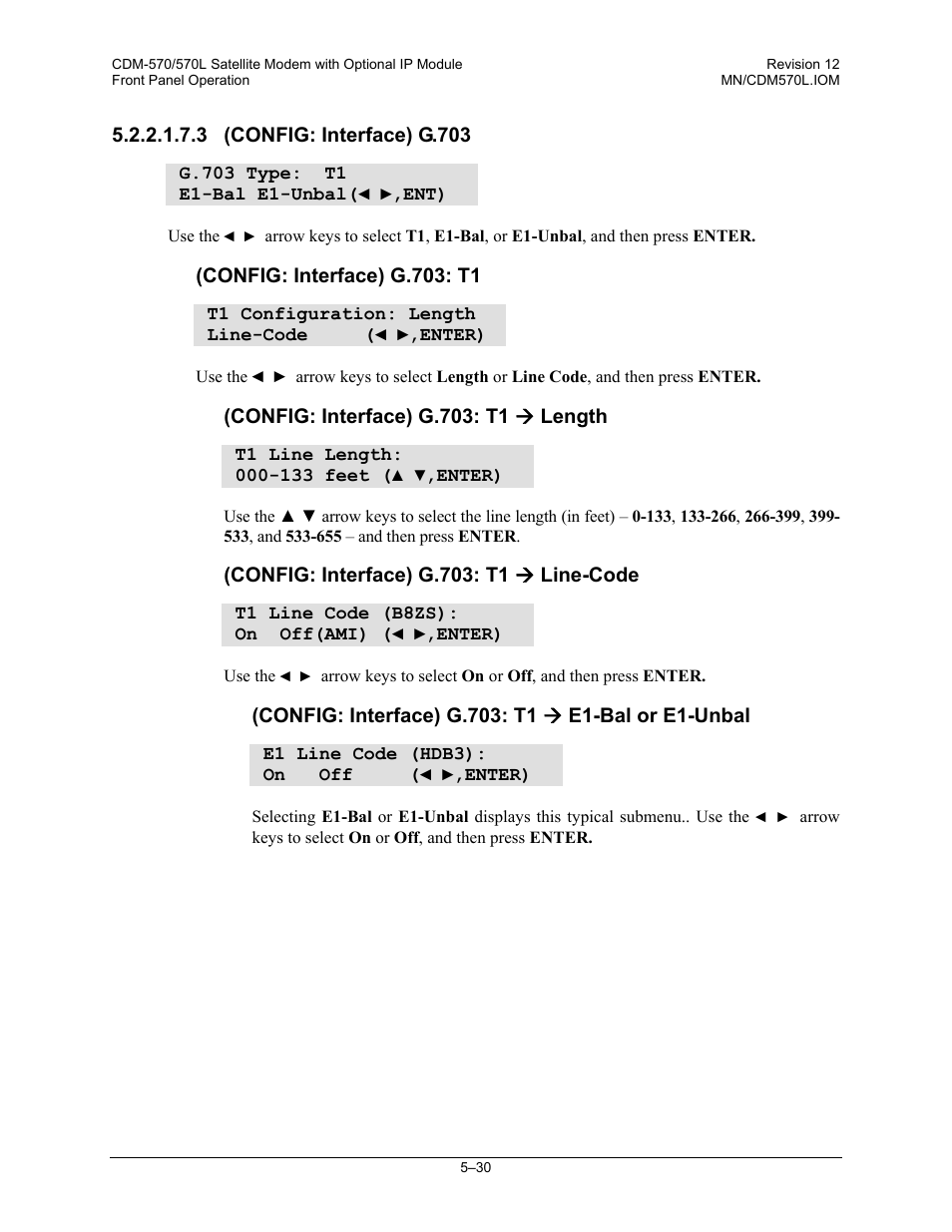 3 (config: interface) g.703 | Comtech EF Data CDM-570 User Manual | Page 116 / 512