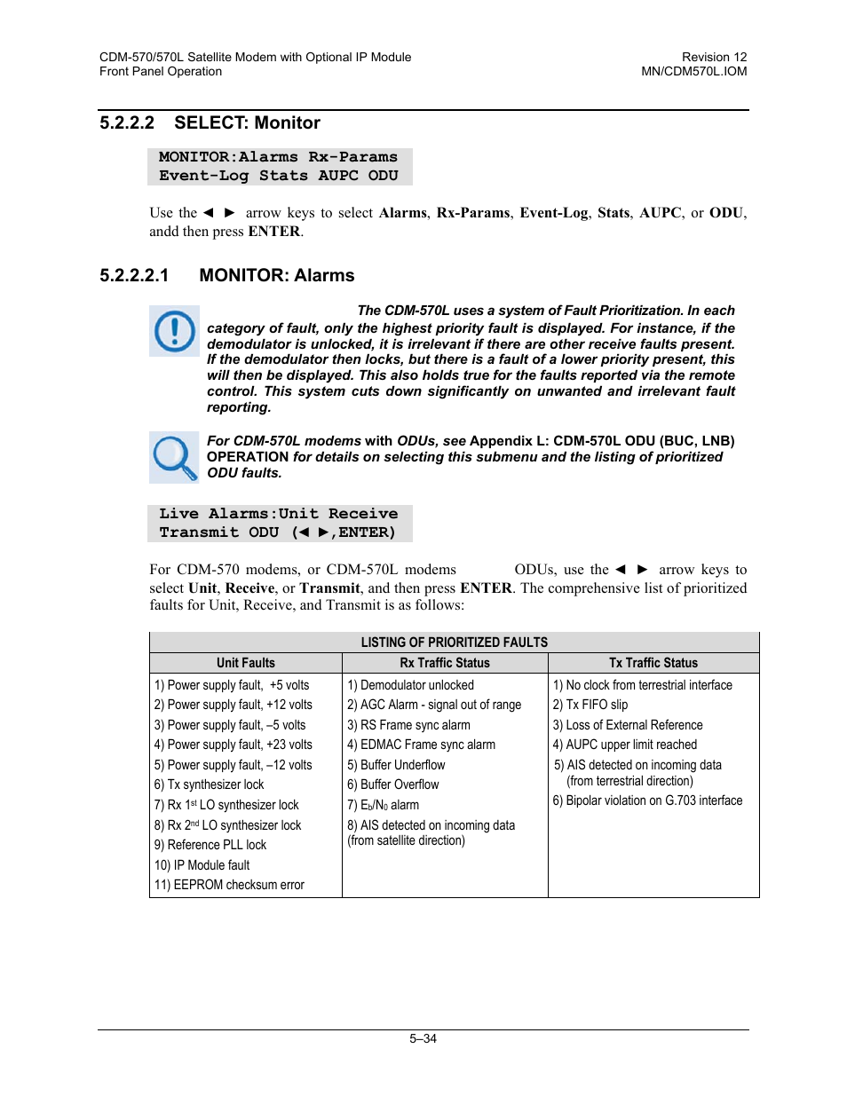 2 select: monitor, 1 monitor: alarms | Comtech EF Data CDM-570 User Manual | Page 120 / 512