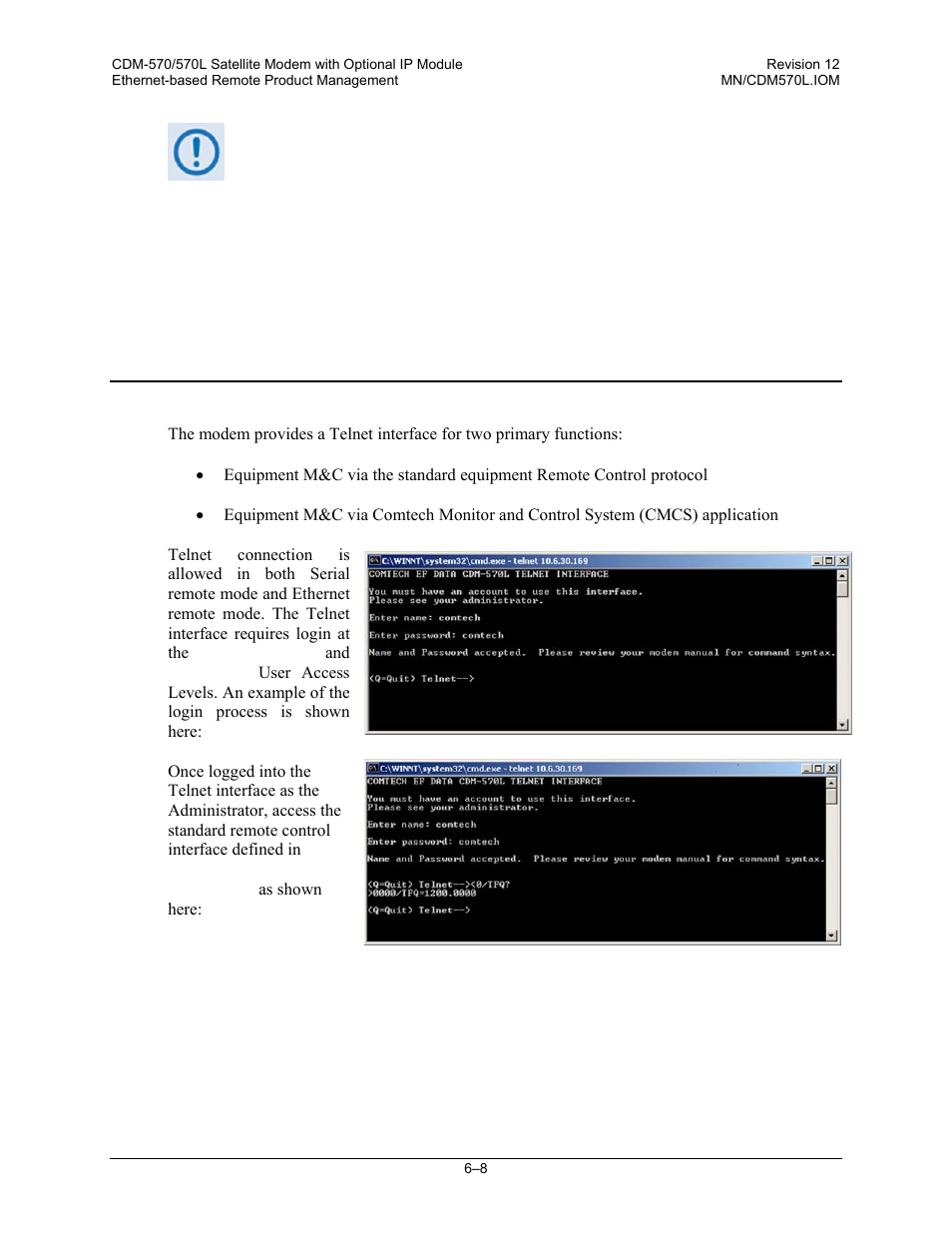 5 telnet interface | Comtech EF Data CDM-570 User Manual | Page 146 / 512