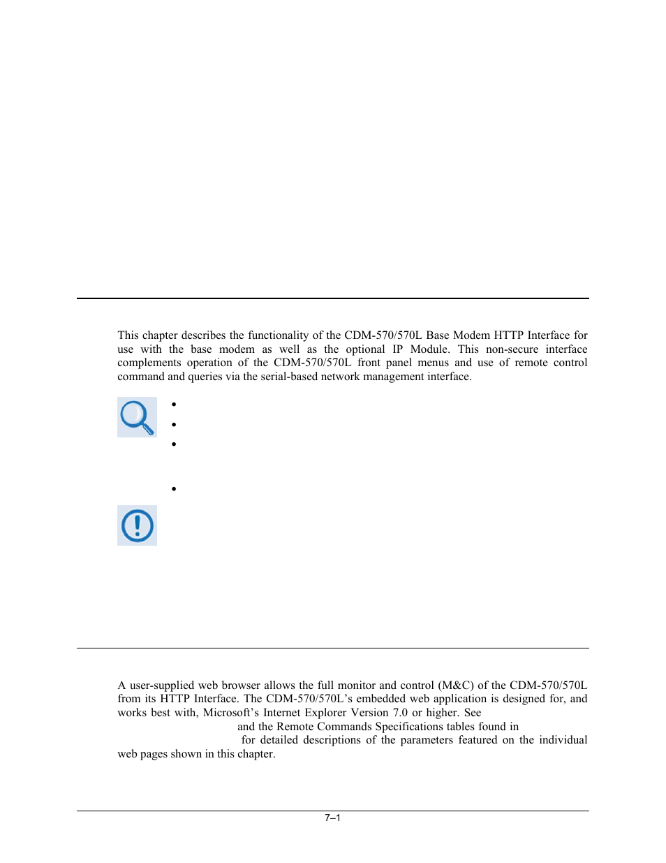 Chapter 7. base modem http interface, 1 overview, 2 base modem http interface introduction | Comtech EF Data CDM-570 User Manual | Page 149 / 512