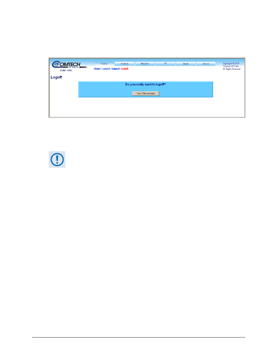4 home | log off | Comtech EF Data CDM-570 User Manual | Page 229 / 512