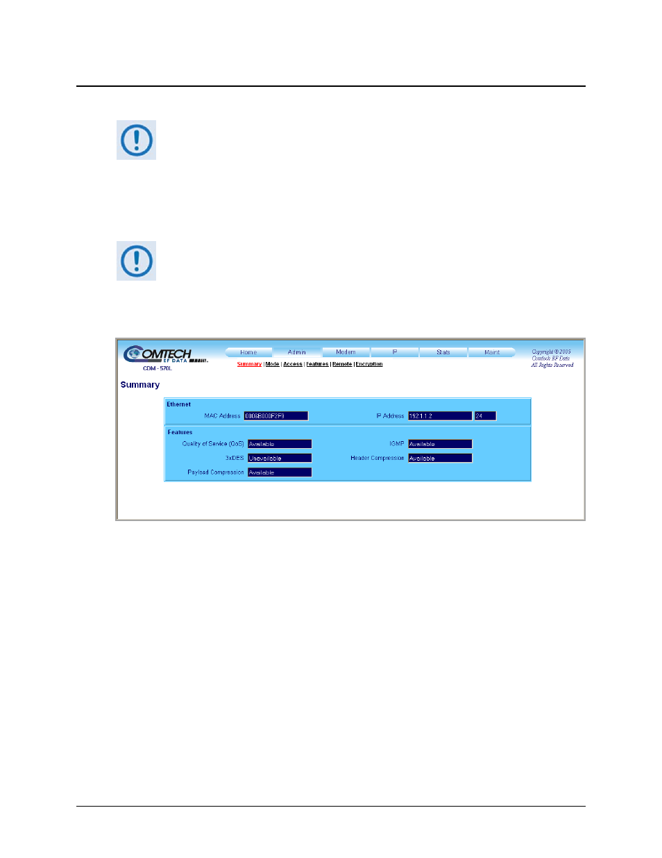 1 admin | summary, 2 admin pages | Comtech EF Data CDM-570 User Manual | Page 230 / 512