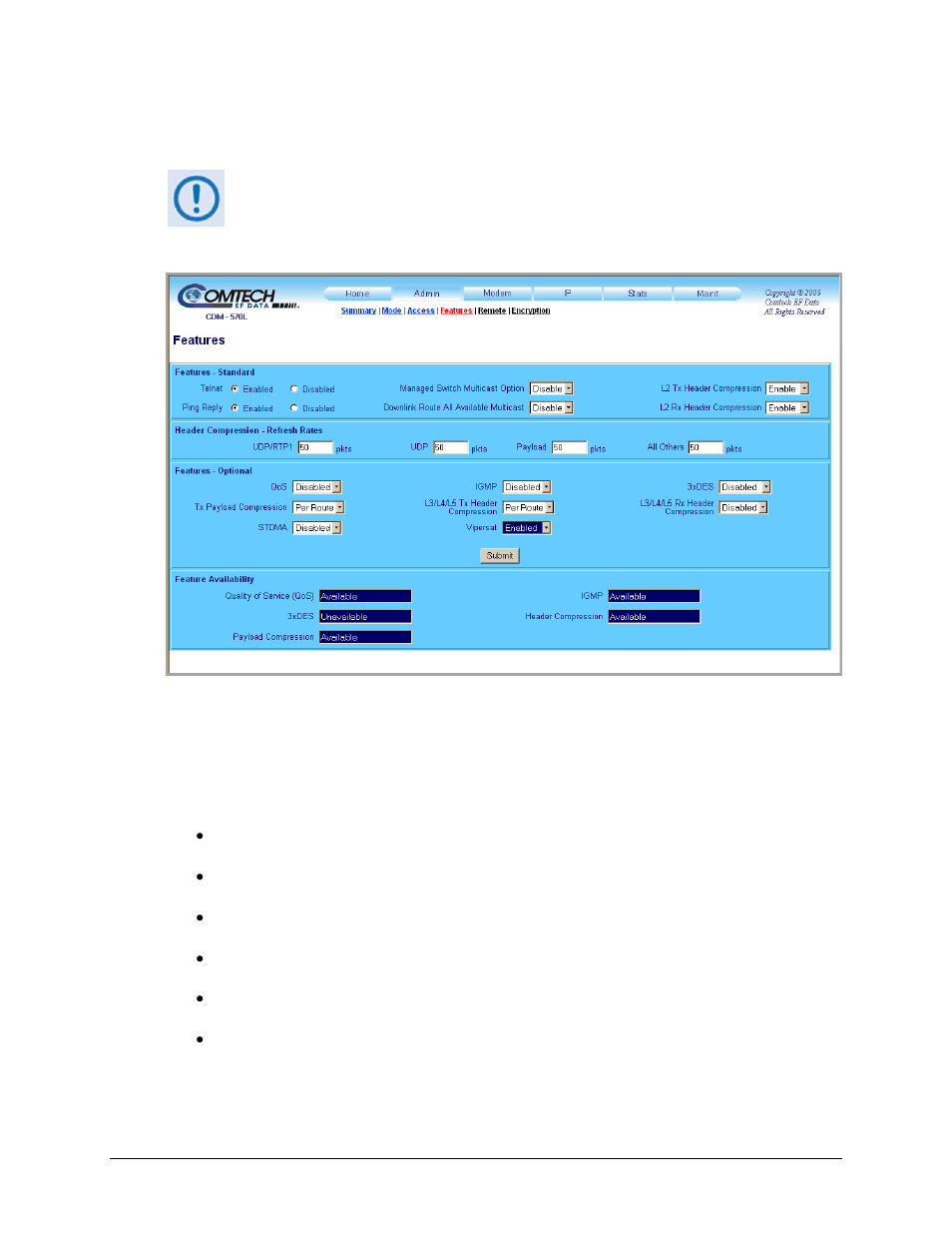 4 admin | features, Admin | features | Comtech EF Data CDM-570 User Manual | Page 235 / 512