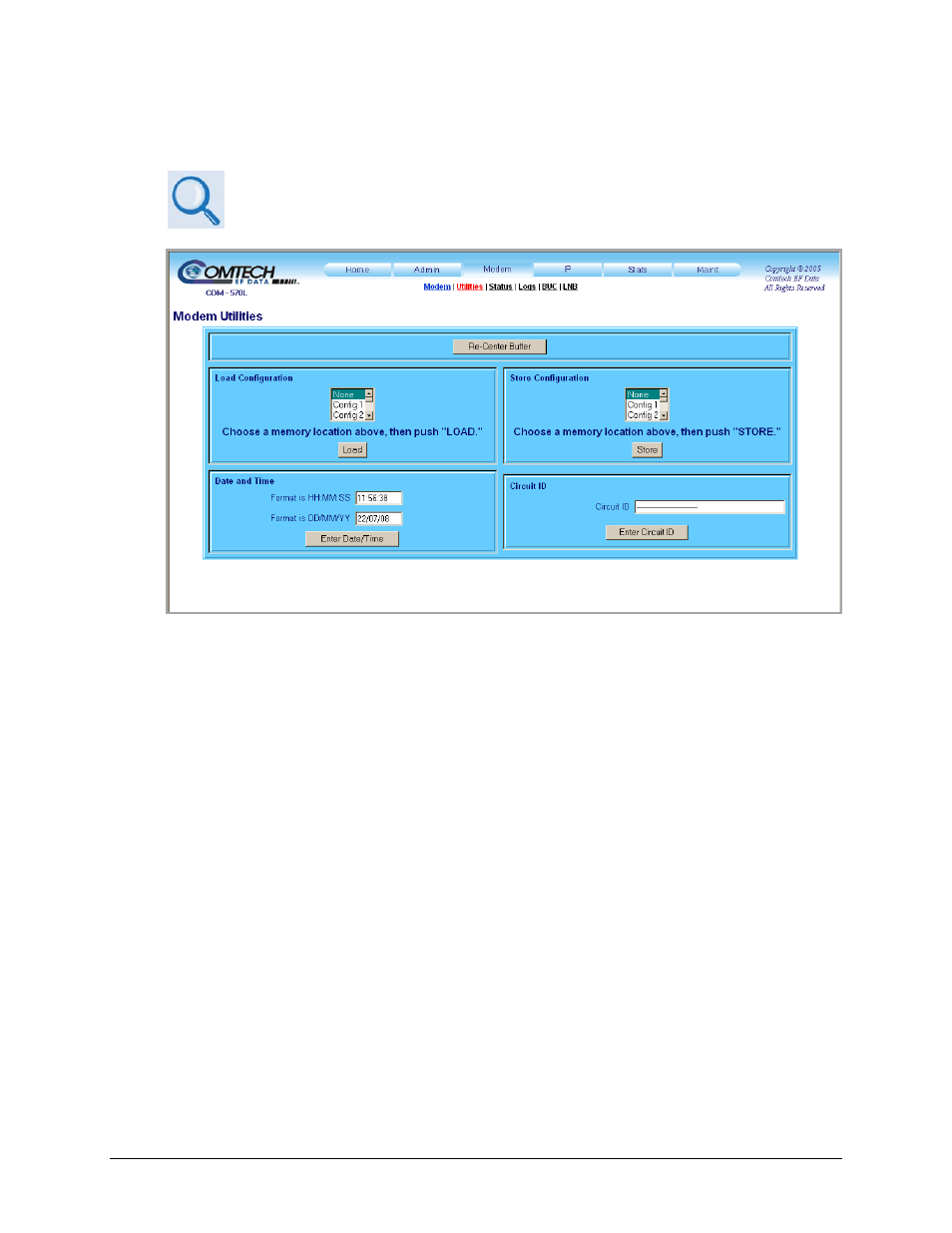 2 modem | utilities | Comtech EF Data CDM-570 User Manual | Page 240 / 512