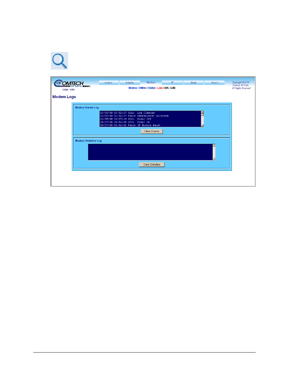 4 modem | logs | Comtech EF Data CDM-570 User Manual | Page 242 / 512