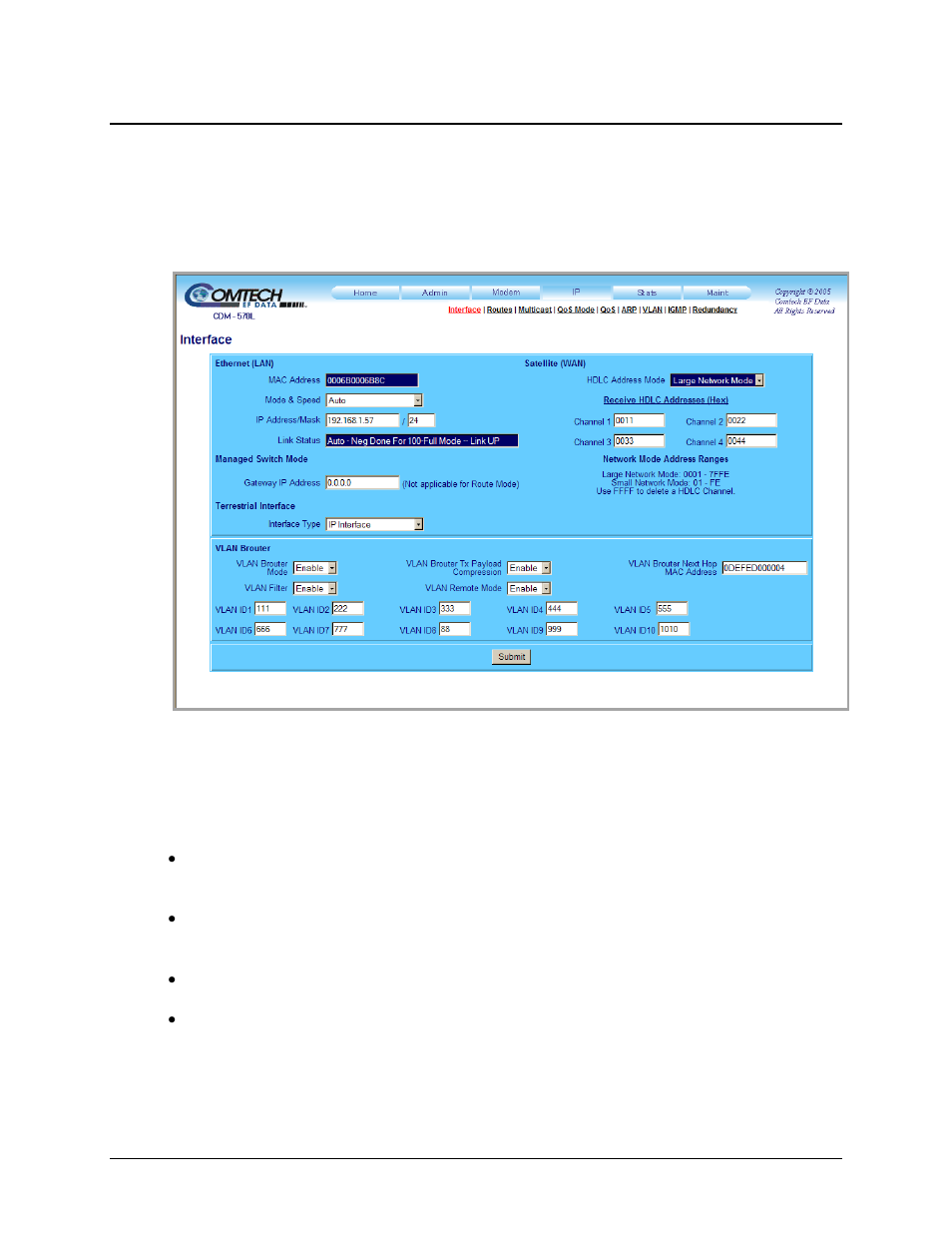 Ip | interface | Comtech EF Data CDM-570 User Manual | Page 243 / 512