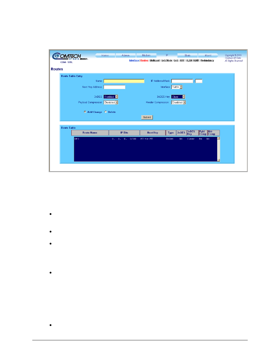 2 ip | routes | Comtech EF Data CDM-570 User Manual | Page 246 / 512