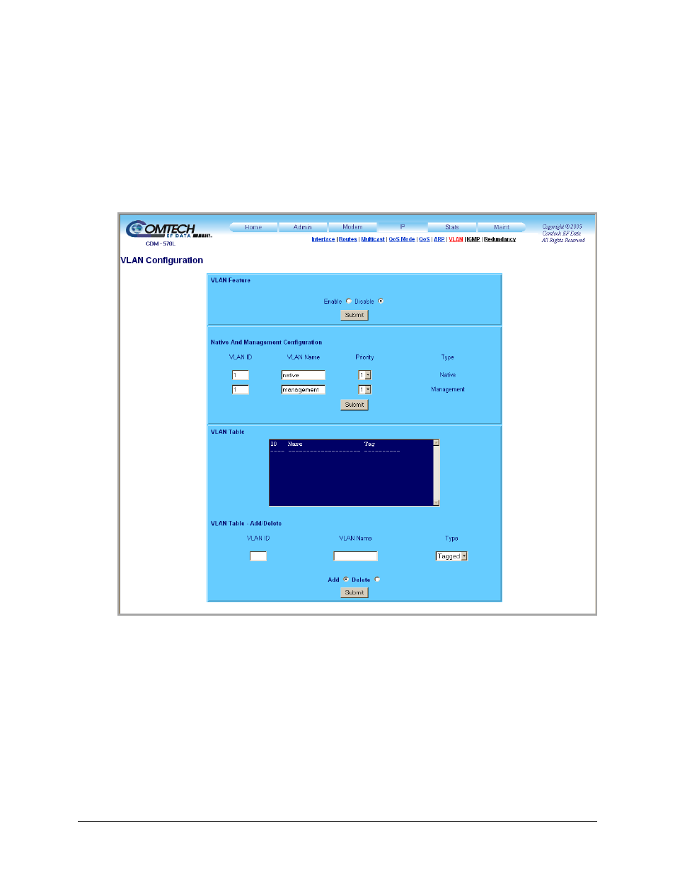 7 ip | vlan | Comtech EF Data CDM-570 User Manual | Page 258 / 512