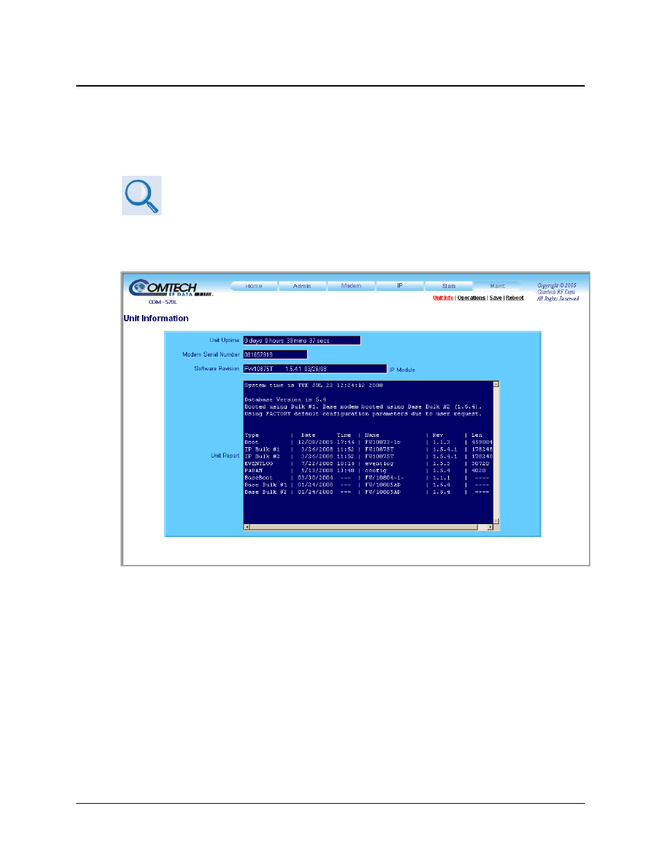 1 maint | unit info, 6 maint (maintenance) pages | Comtech EF Data CDM-570 User Manual | Page 267 / 512