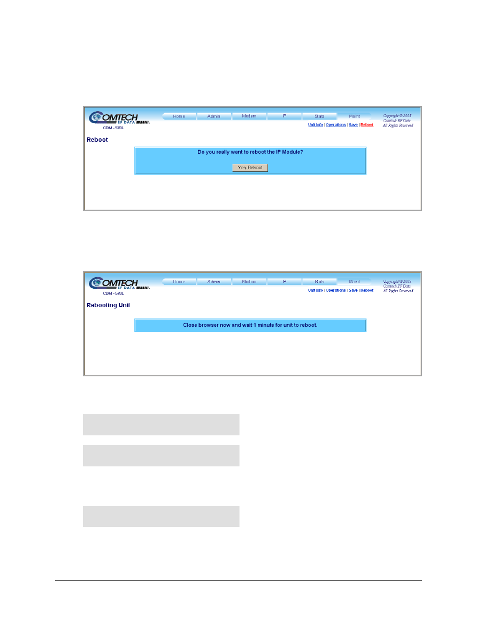 4 maint | reboot | Comtech EF Data CDM-570 User Manual | Page 270 / 512