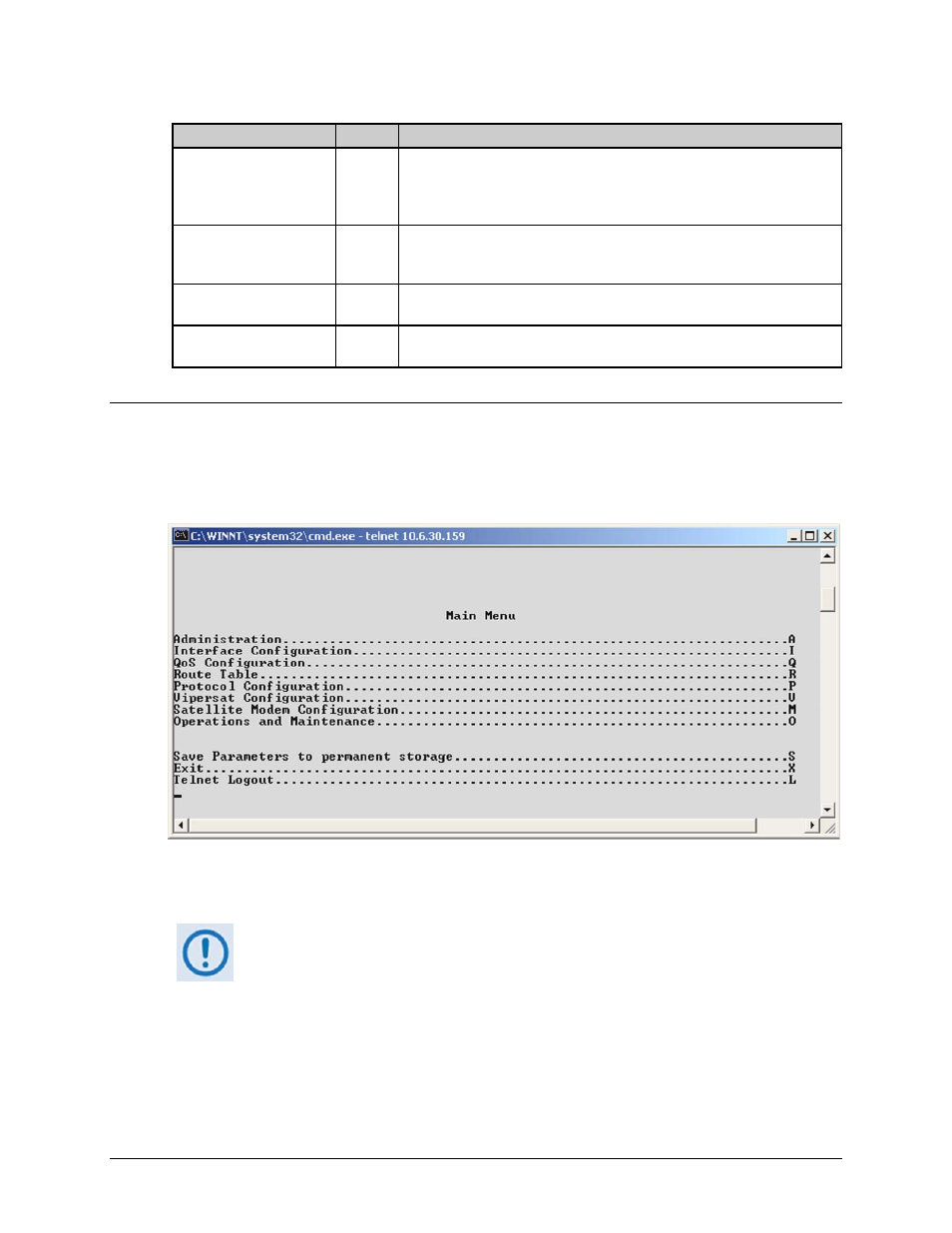 3 telnet session – logout option | Comtech EF Data CDM-570 User Manual | Page 338 / 512