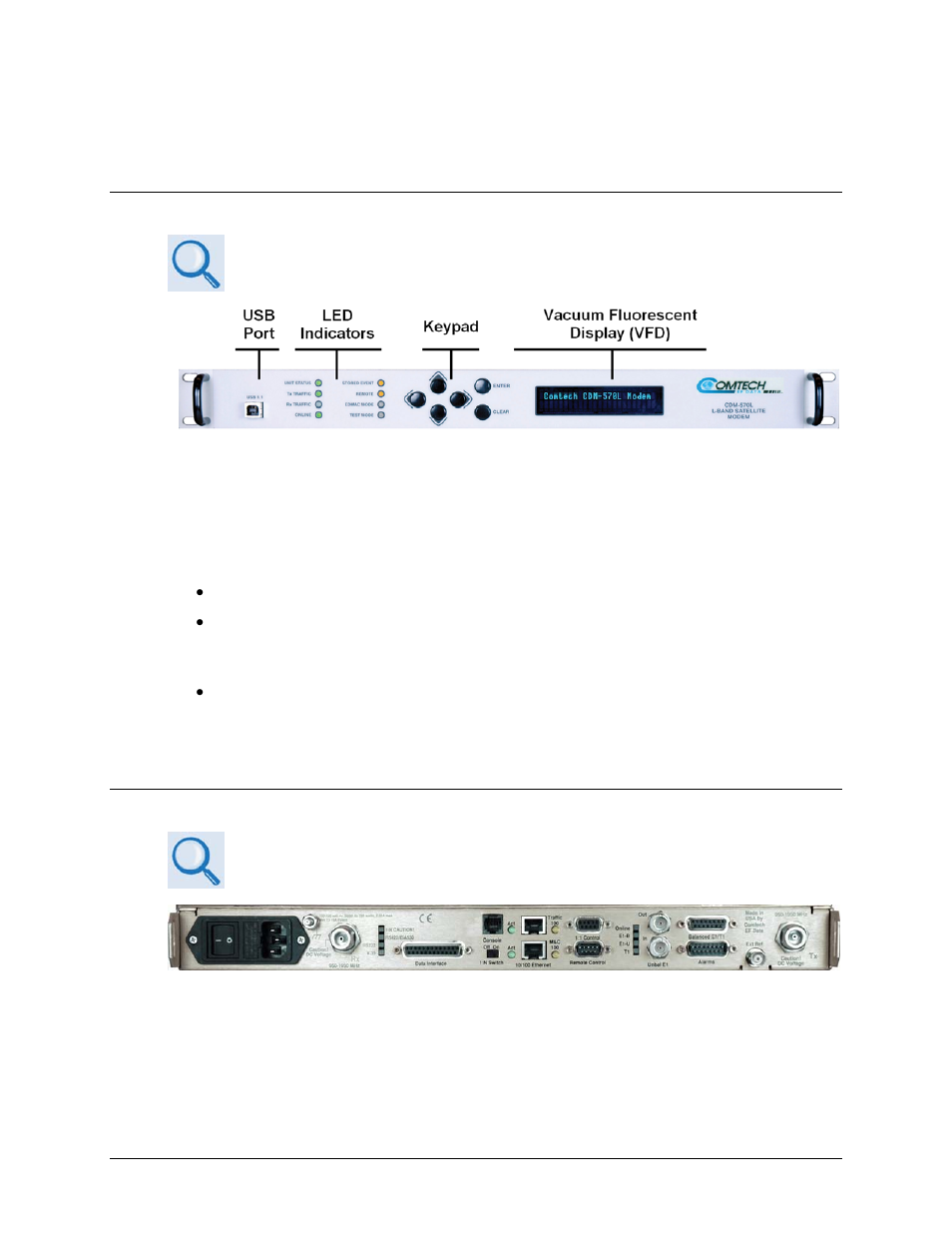 5 physical features, 1 front panel, 2 rear panel | Comtech EF Data CDM-570 User Manual | Page 45 / 512