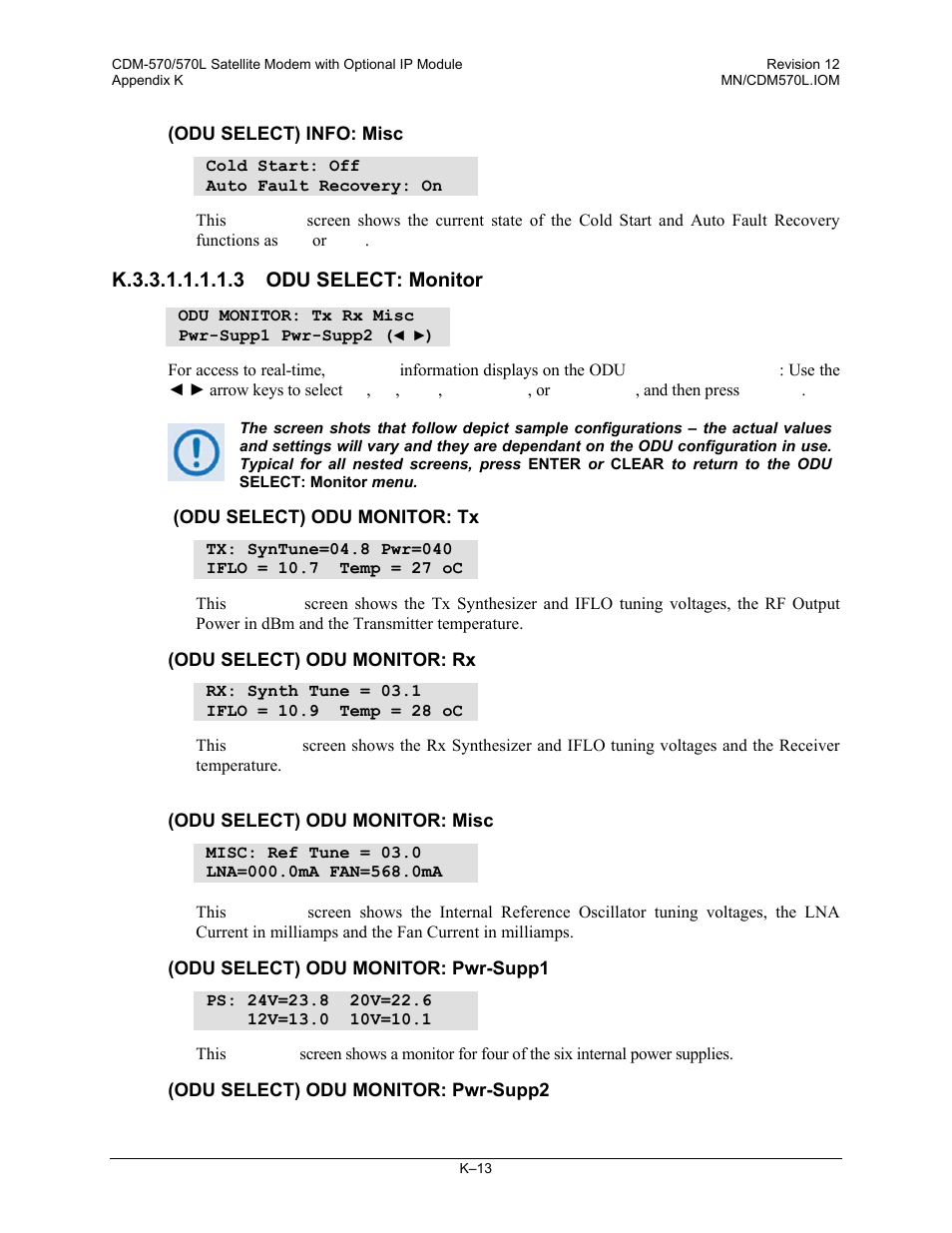 K.3.3.1.1.1.1.3 odu select: monitor | Comtech EF Data CDM-570 User Manual | Page 475 / 512