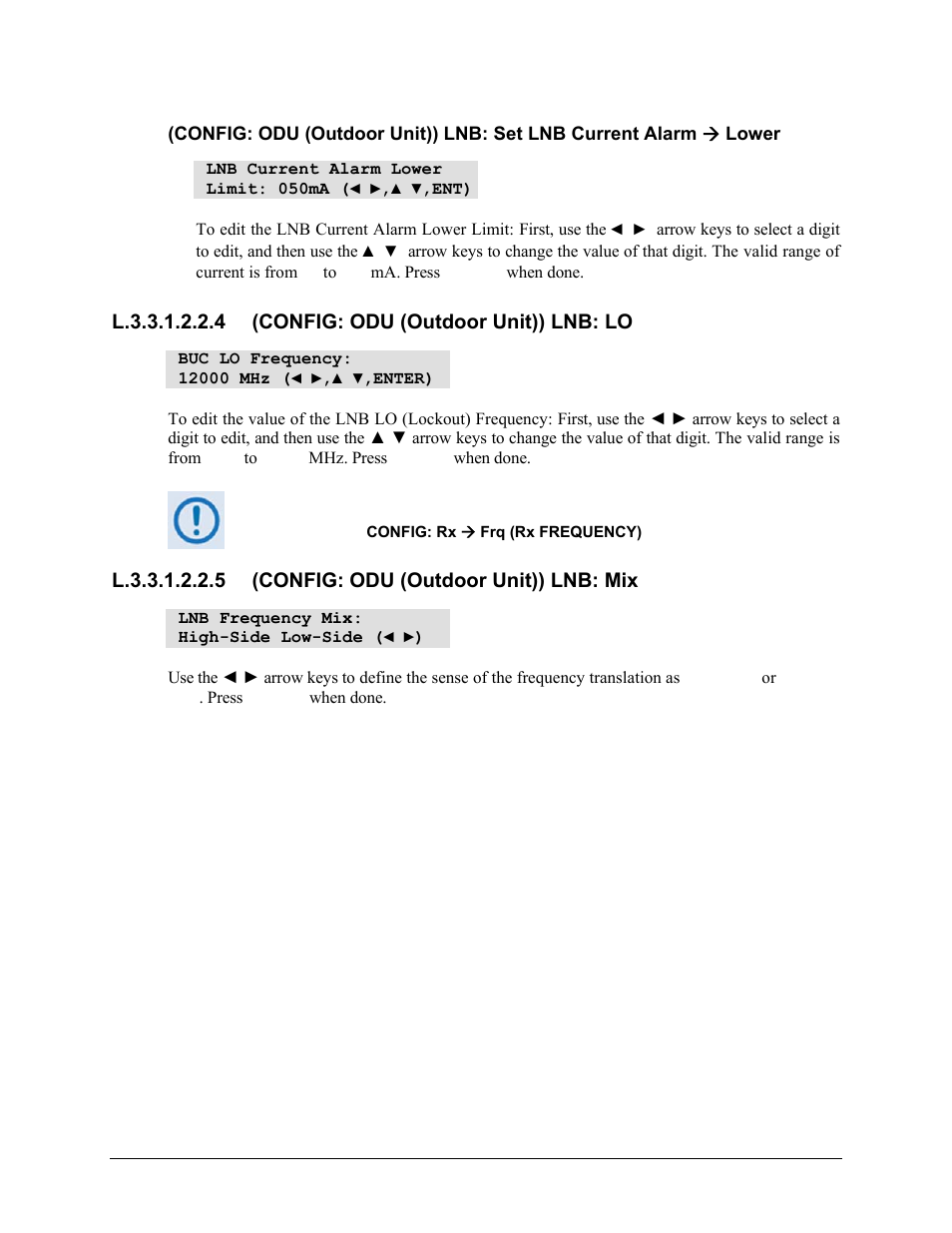 L.3.3.1.2.2.4 (config: odu (outdoor unit)) lnb: lo | Comtech EF Data CDM-570 User Manual | Page 501 / 512