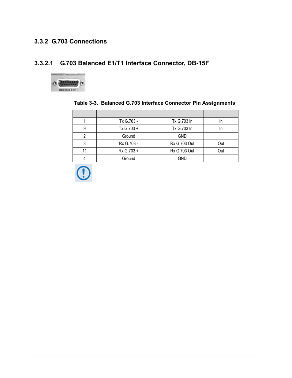 2 g.703 connections, 1 g.703 balanced e1/t1 interface connector, db-15f | Comtech EF Data CDM-570 User Manual | Page 69 / 512