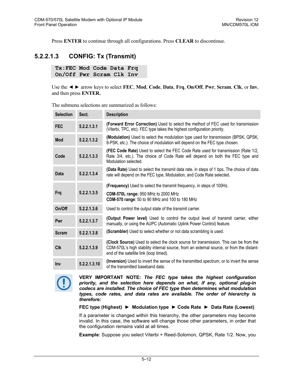 3 config: tx (transmit) | Comtech EF Data CDM-570 User Manual | Page 98 / 512