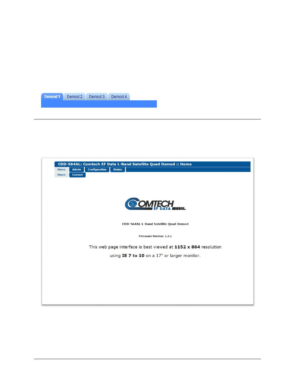 1 select a demodulator, 1 home | home | Comtech EF Data CDD-562AL User Manual | Page 171 / 240