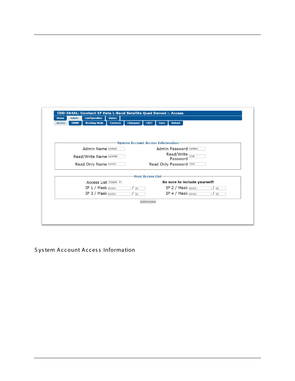 1 admin | access | Comtech EF Data CDD-562AL User Manual | Page 173 / 240