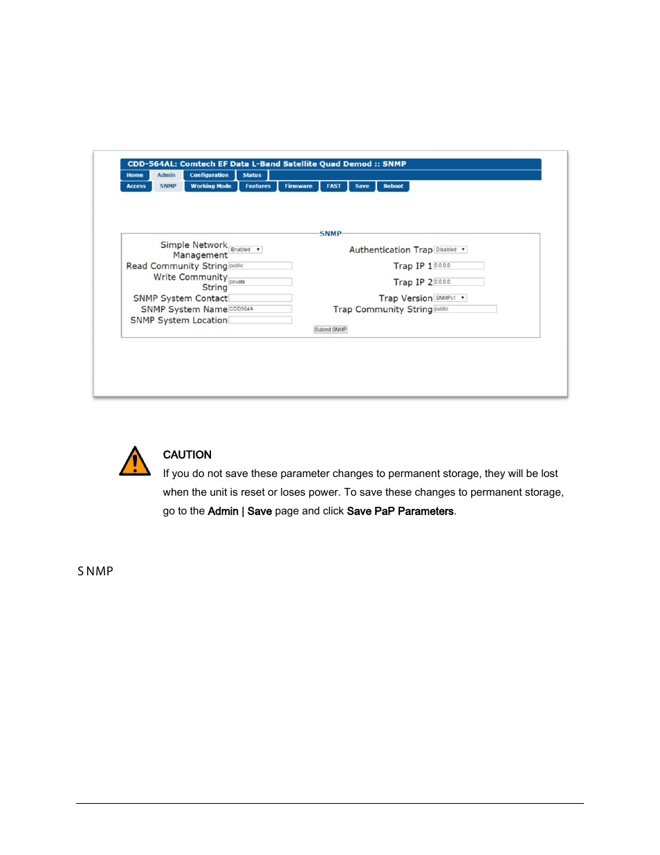 2 admin | snmp | Comtech EF Data CDD-562AL User Manual | Page 175 / 240