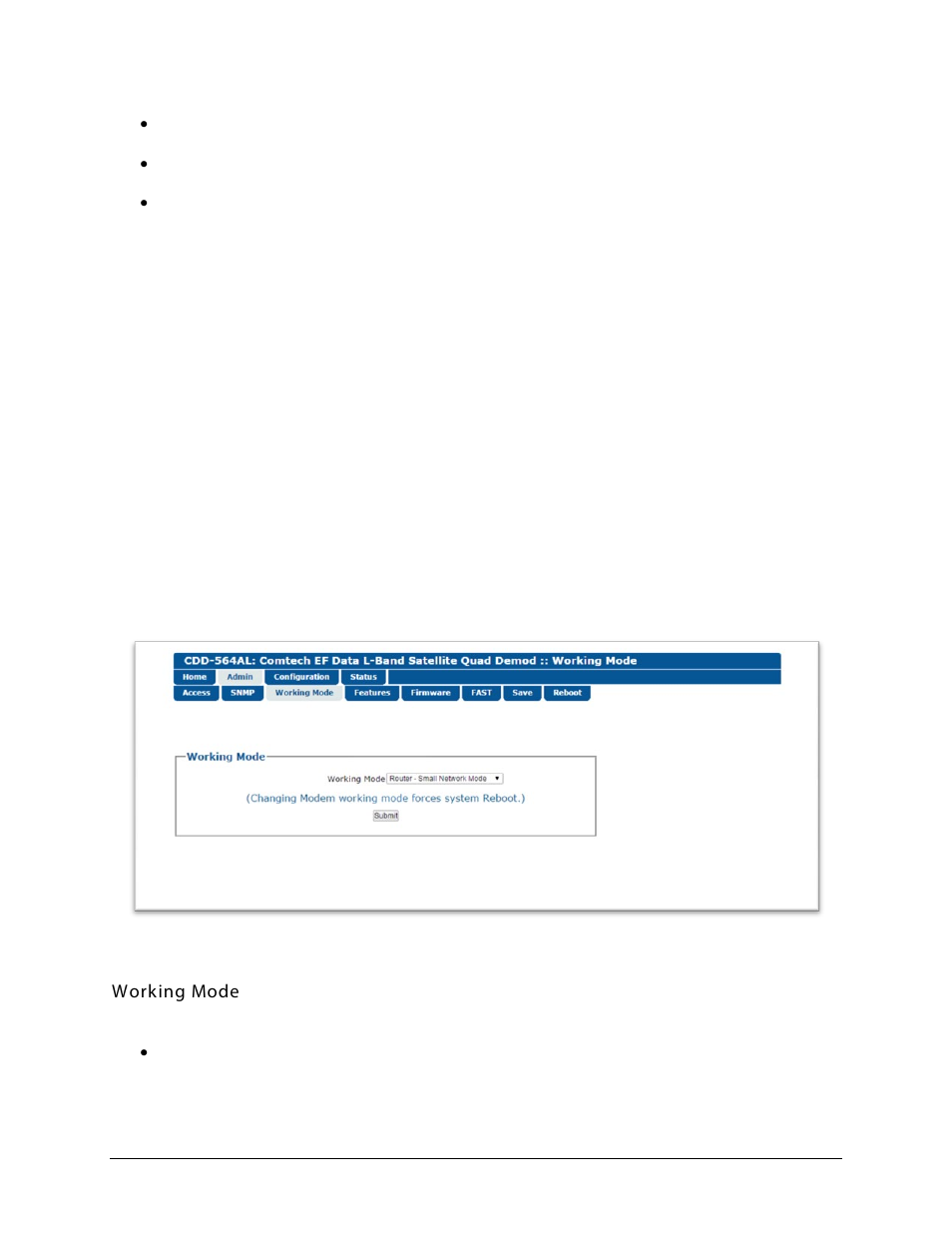 3 admin | working mode | Comtech EF Data CDD-562AL User Manual | Page 176 / 240
