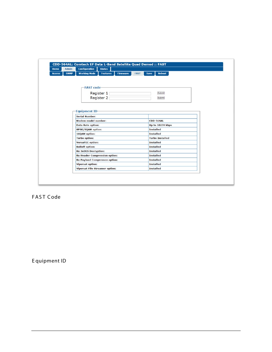 6 admin | fast | Comtech EF Data CDD-562AL User Manual | Page 181 / 240