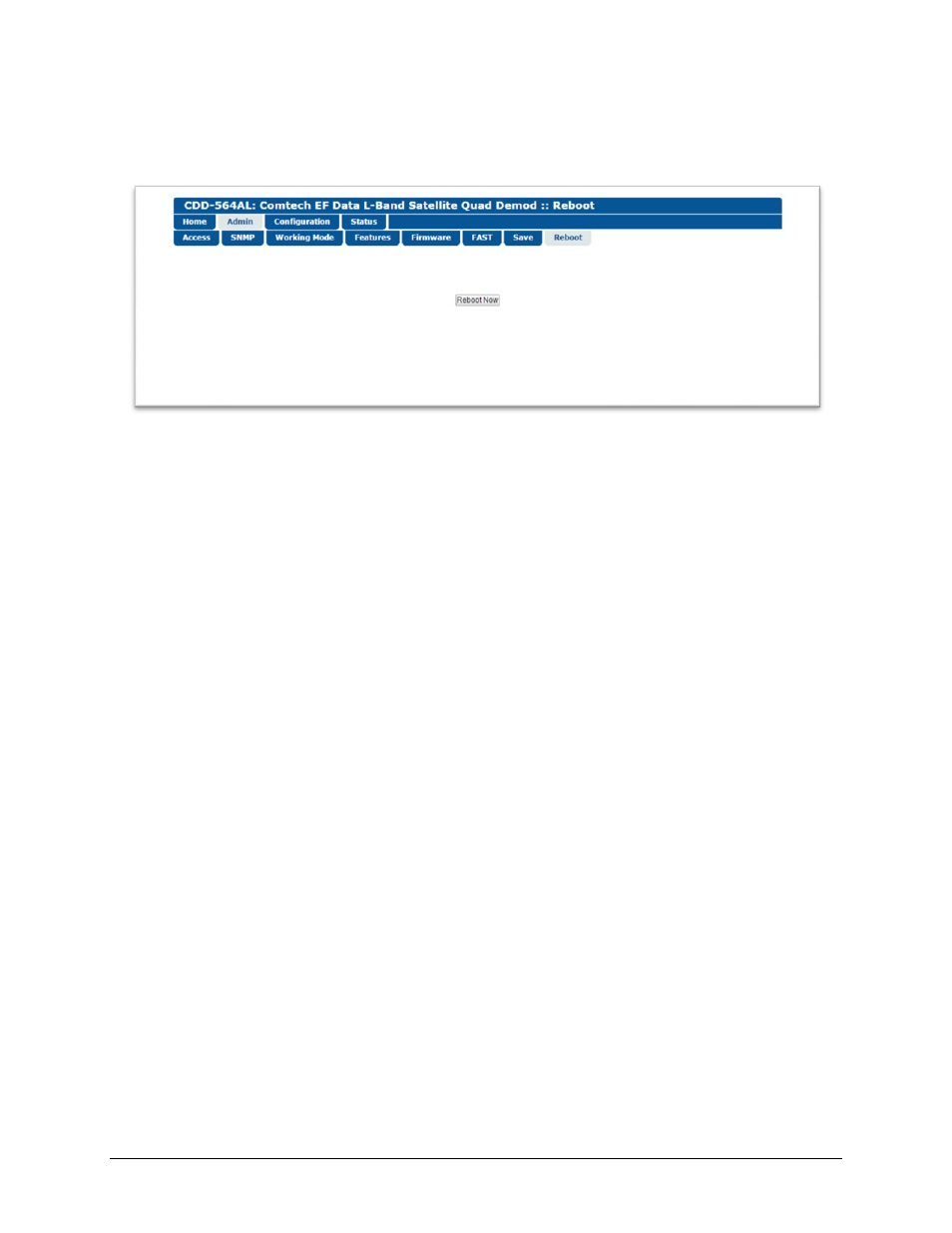 8 admin | reboot | Comtech EF Data CDD-562AL User Manual | Page 183 / 240