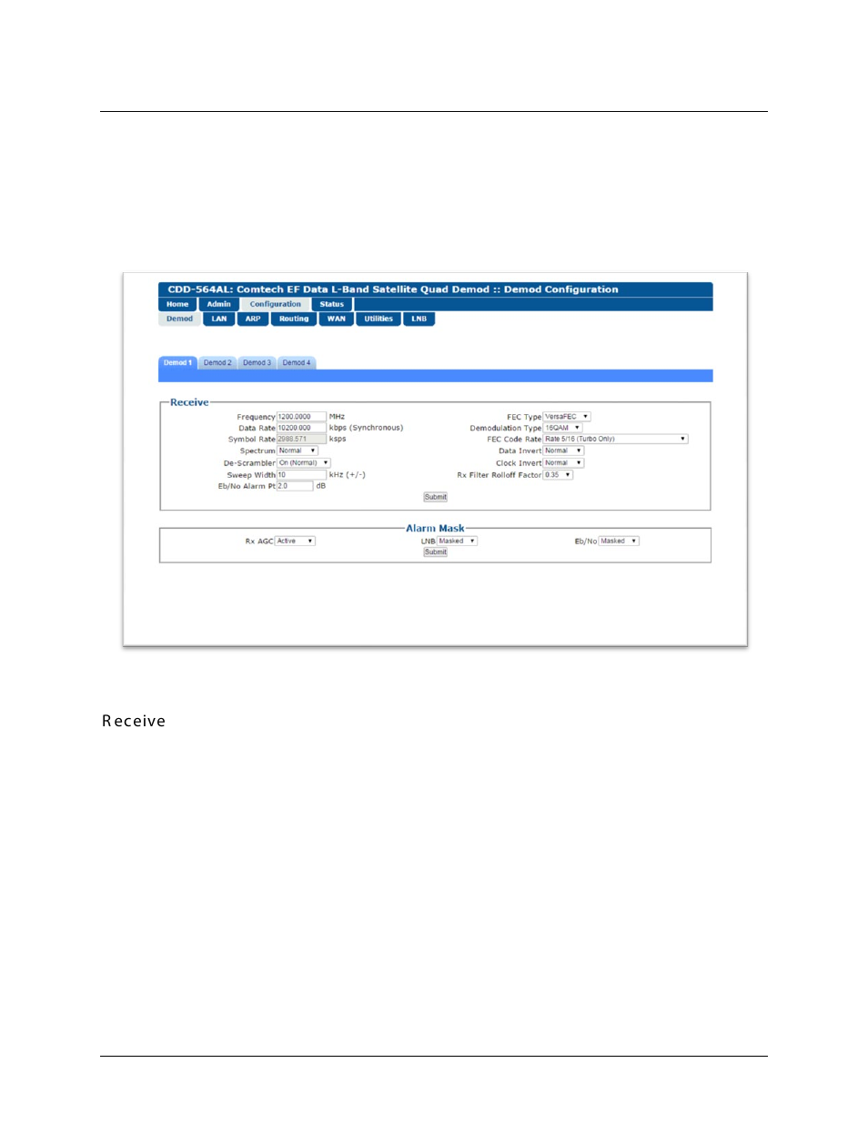 1 configuration | demod | Comtech EF Data CDD-562AL User Manual | Page 184 / 240