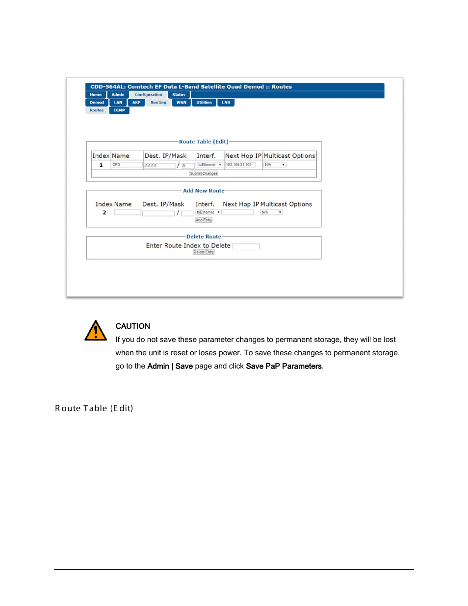 4 configuration | routing | routes | Comtech EF Data CDD-562AL User Manual | Page 191 / 240