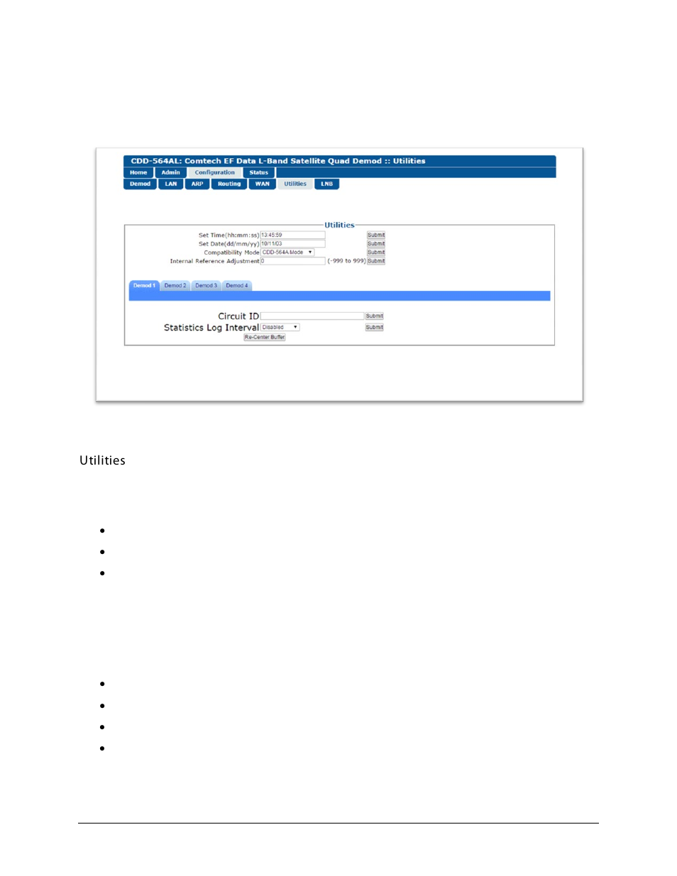 8 configuration | utilities | Comtech EF Data CDD-562AL User Manual | Page 198 / 240
