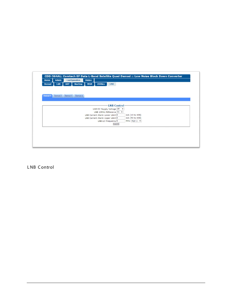 9 configuration | lnb (l-band demodulators only) | Comtech EF Data CDD-562AL User Manual | Page 200 / 240
