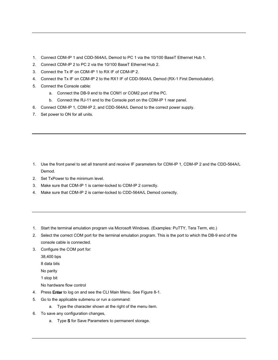 3 steps for basic equipment setup, 4 steps for transmit and receive if configuration | Comtech EF Data CDD-562AL User Manual | Page 94 / 240