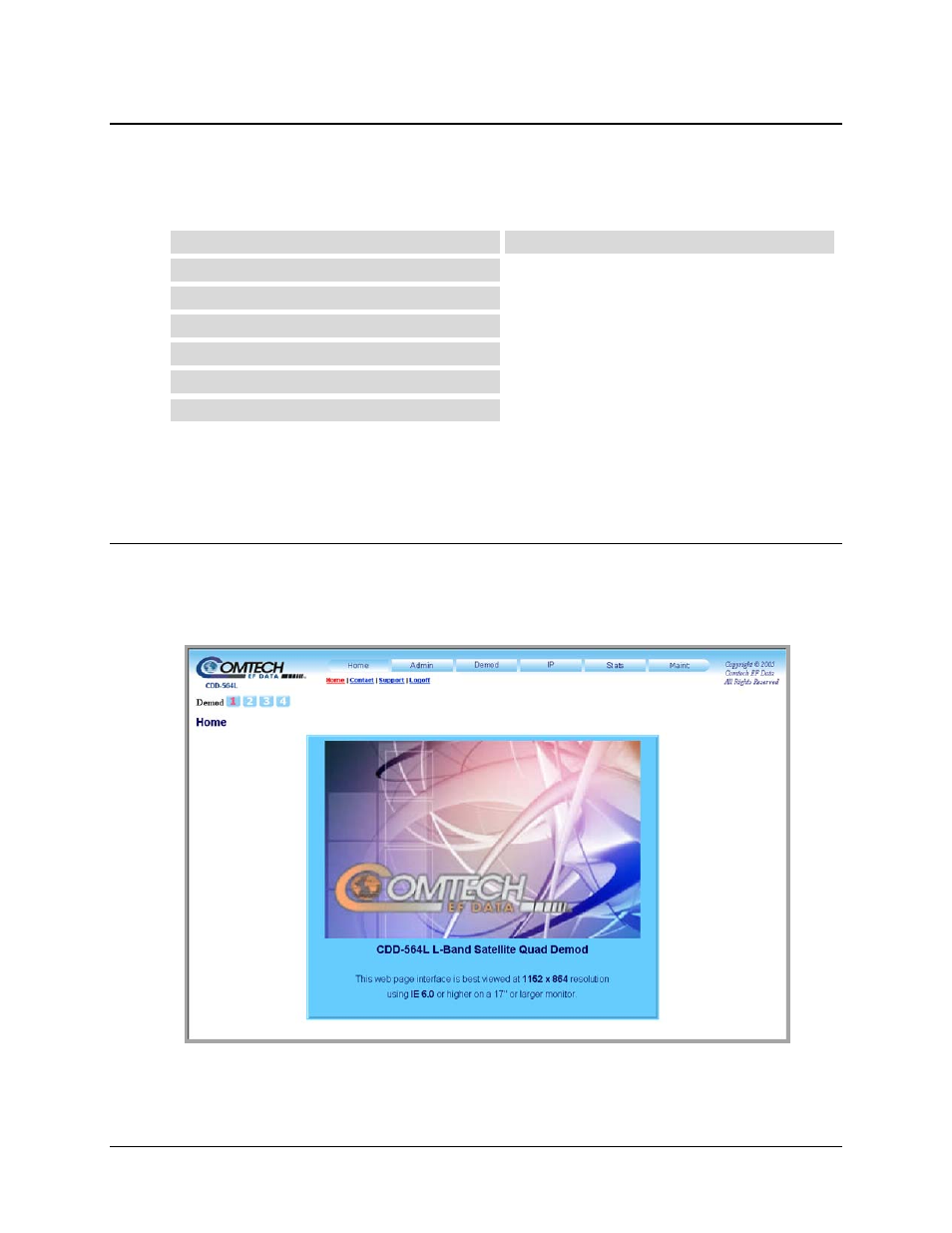 1 home pages, 1 home | home | Comtech EF Data CDD-562L User Manual | Page 164 / 254