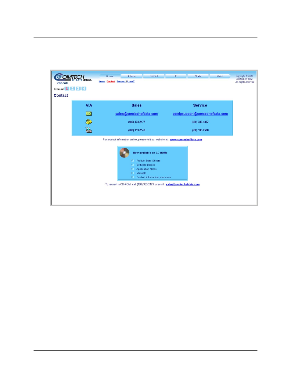2 home | contact | Comtech EF Data CDD-562L User Manual | Page 165 / 254