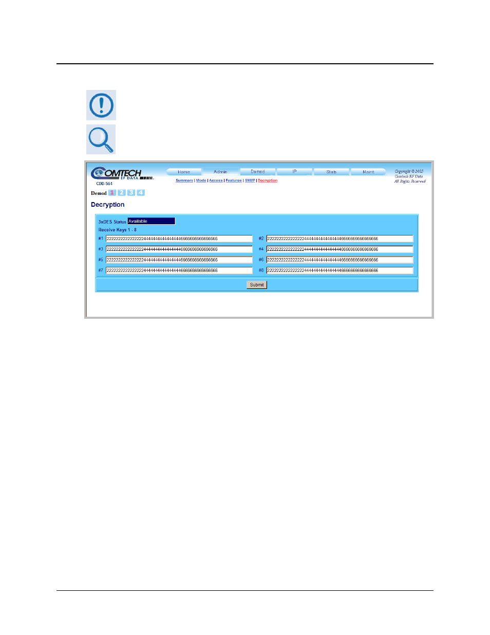 6 admin | decryption | Comtech EF Data CDD-562L User Manual | Page 175 / 254
