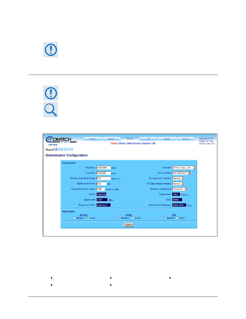 1 demod | demod, 3 demod (configure demodulator) pages | Comtech EF Data CDD-562L User Manual | Page 176 / 254