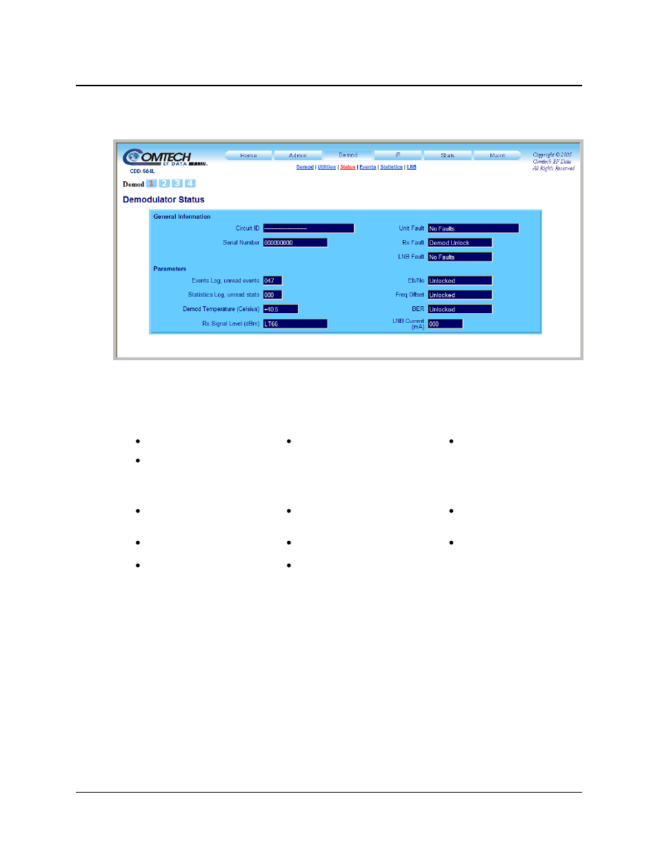 3 demod | status | Comtech EF Data CDD-562L User Manual | Page 179 / 254