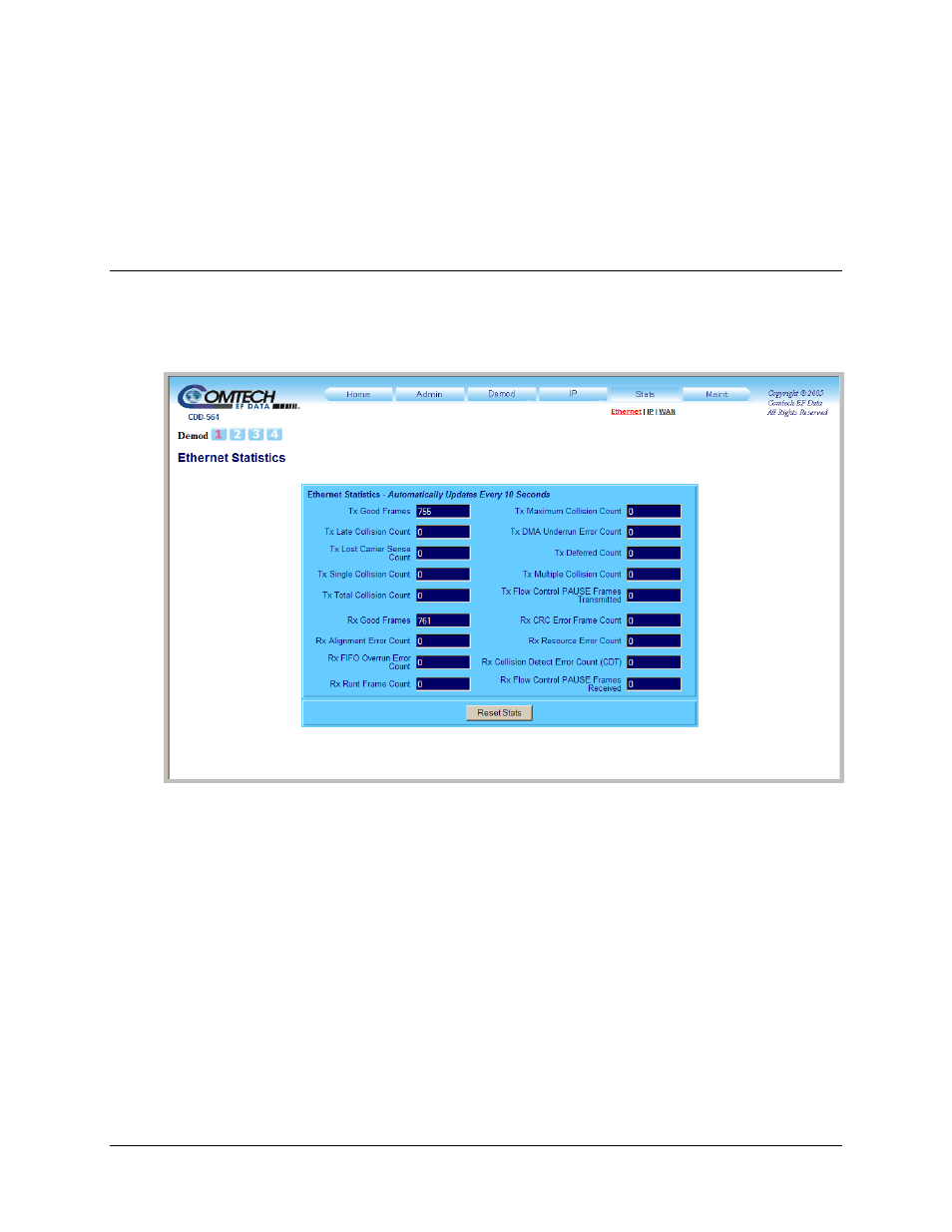 1 stats | ethernet | Comtech EF Data CDD-562L User Manual | Page 194 / 254