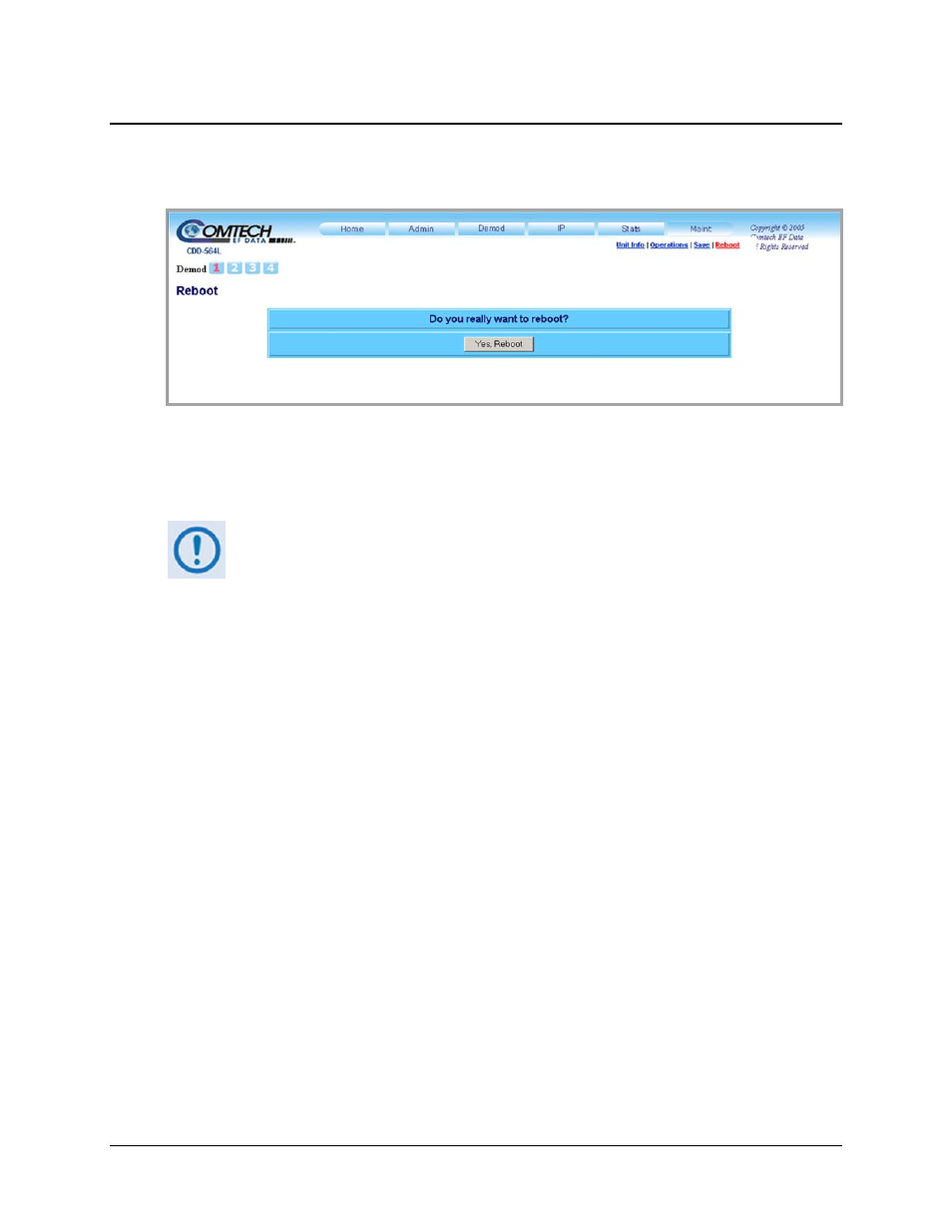 4 maint | reboot | Comtech EF Data CDD-562L User Manual | Page 200 / 254