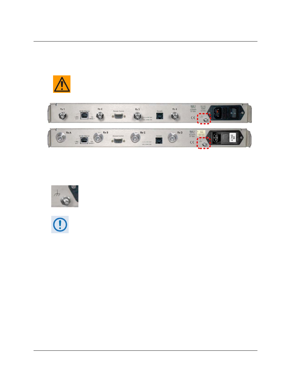 3 cdd-56x ground and power connections, 1 chassis ground interface | Comtech EF Data CDD-562L User Manual | Page 52 / 254