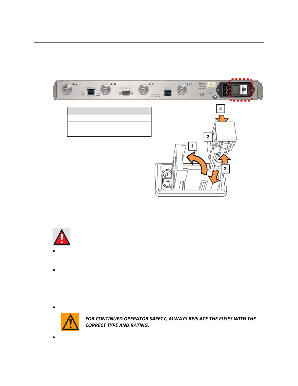 2 dc operation – replacing fuses | Comtech EF Data CDD-562L User Manual | Page 56 / 254