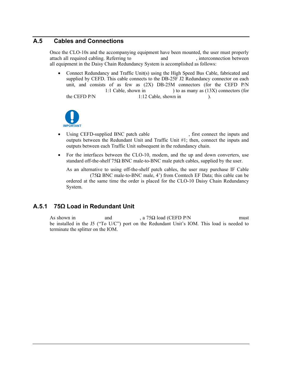 A.5 cables and connections, A.5.1 75ω load in redundant unit | Comtech EF Data CLO-10 User Manual | Page 10 / 134