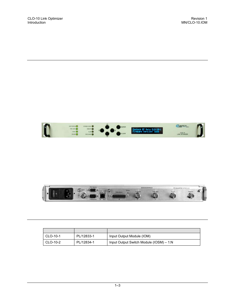 4 remote control, 3 description of clo-10 features, 1 front panel | 2 rear panel, 4 major assemblies | Comtech EF Data CLO-10 User Manual | Page 29 / 134