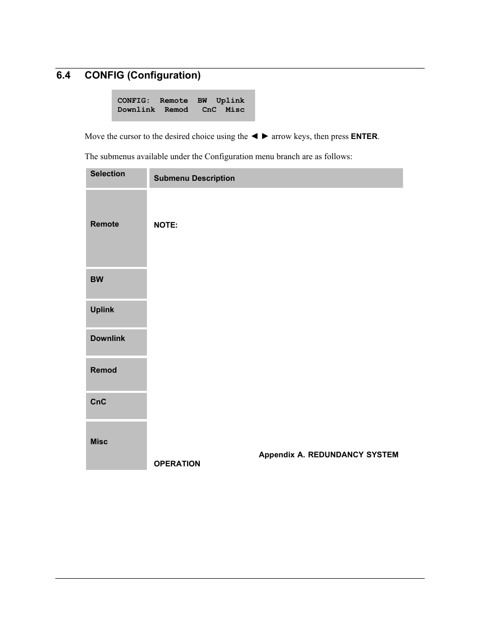 4 config (configuration) | Comtech EF Data CLO-10 User Manual | Page 63 / 134