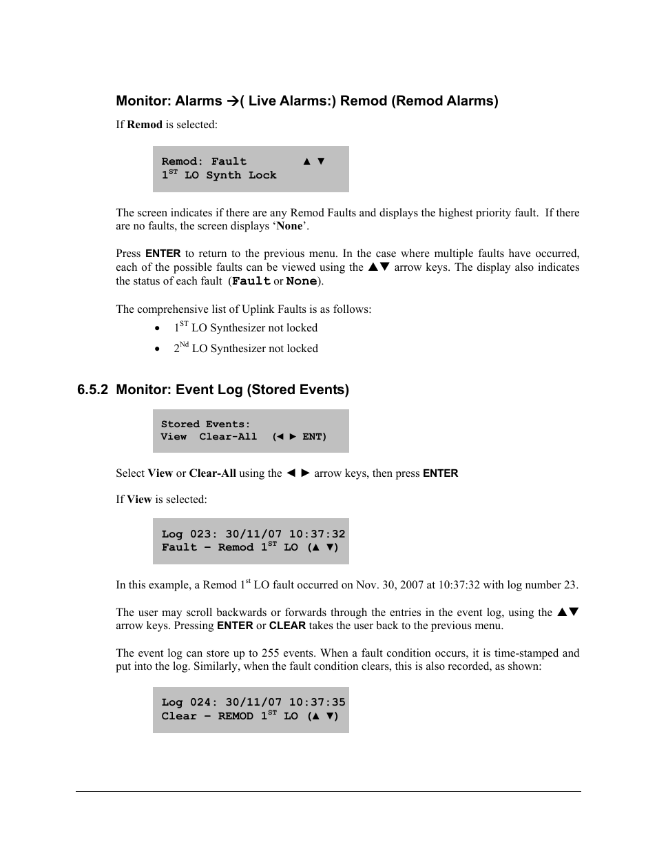 2 monitor: event log (stored events) | Comtech EF Data CLO-10 User Manual | Page 73 / 134