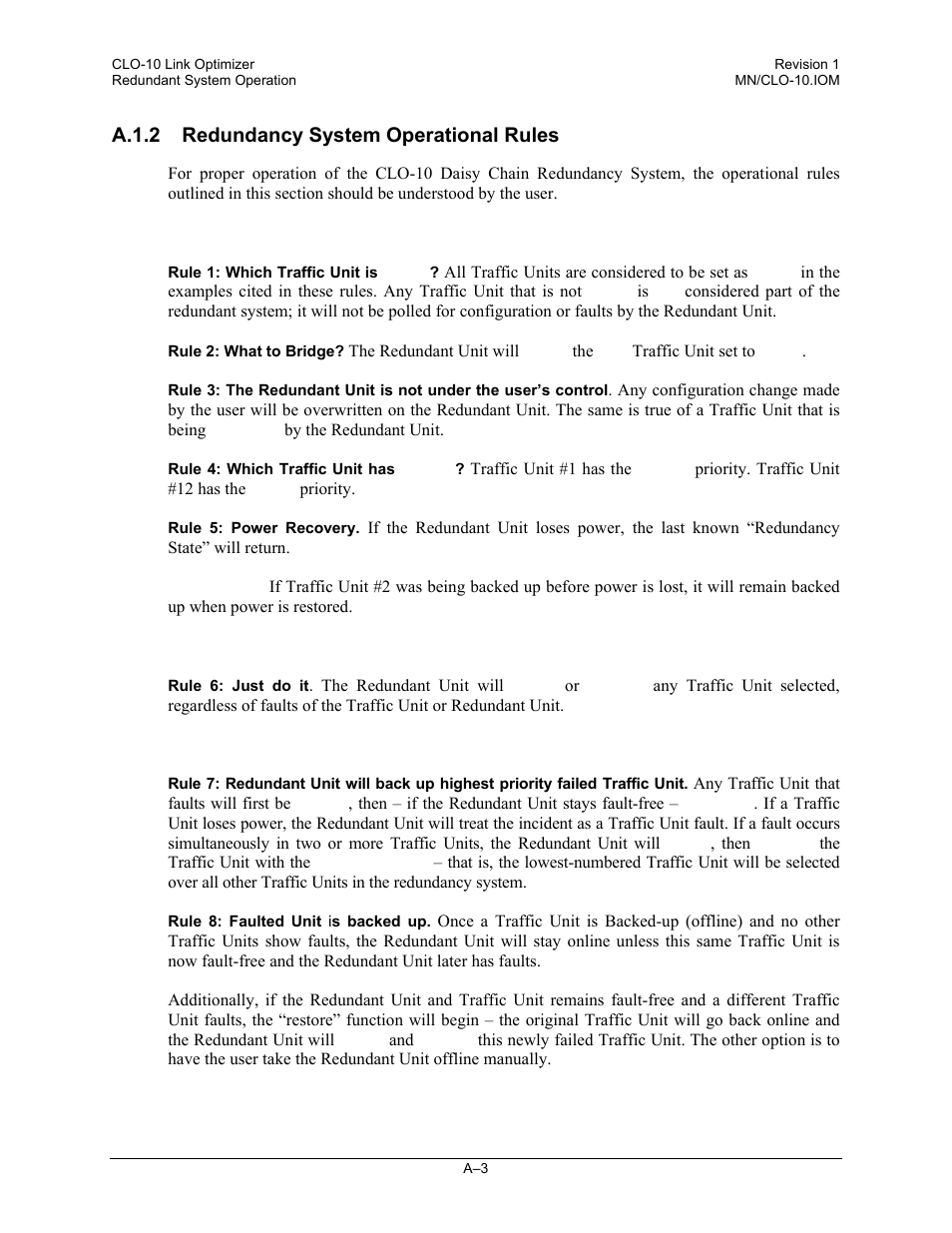 A.1.2 redundancy system operational rules | Comtech EF Data CLO-10 User Manual | Page 87 / 134