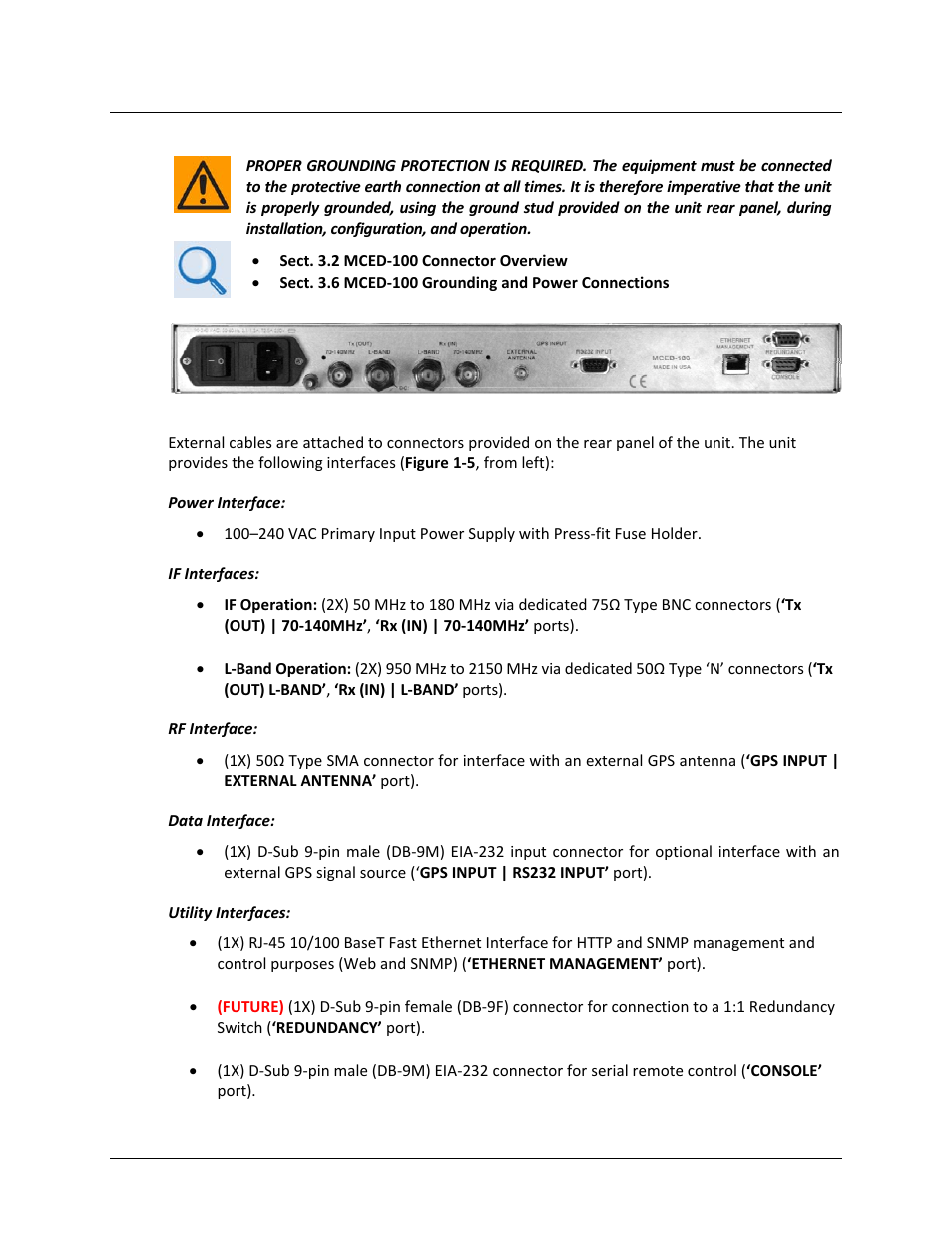 2 rear panel | Comtech EF Data MCED-100 User Manual | Page 26 / 96