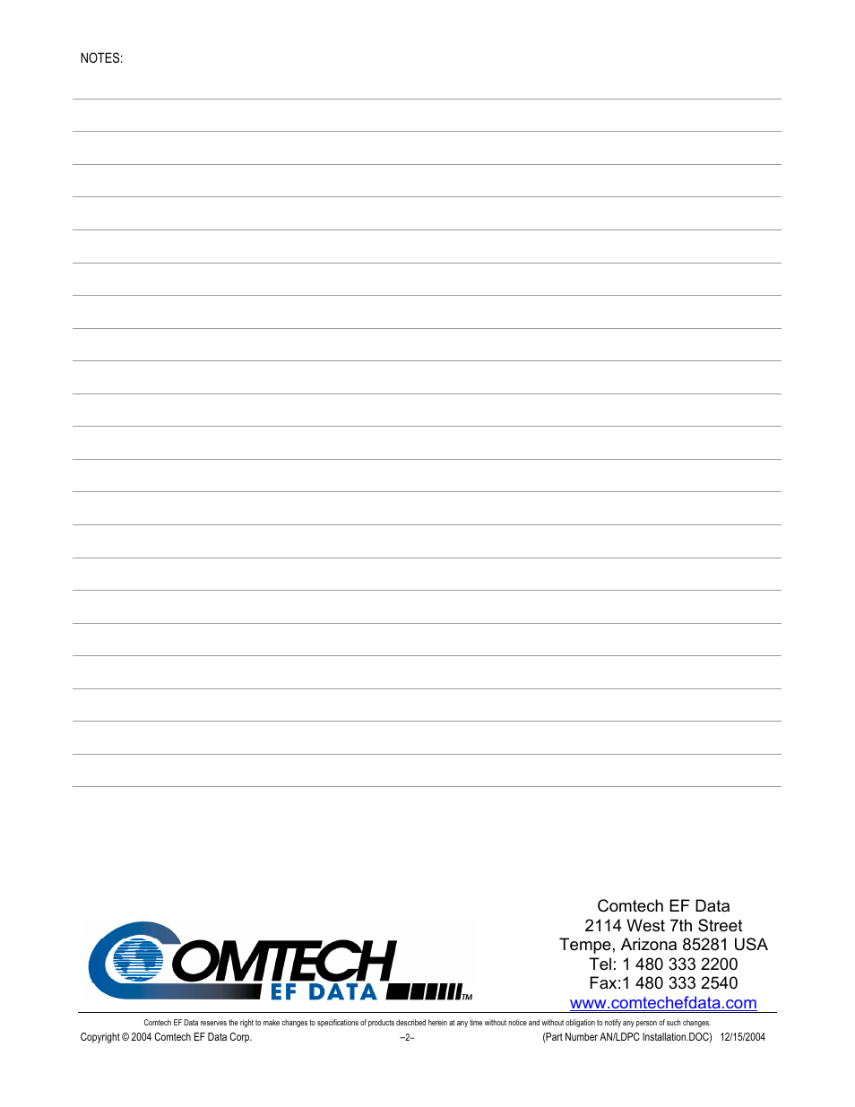 Comtech EF Data CDM-600 LDPC User Manual | Page 2 / 2
