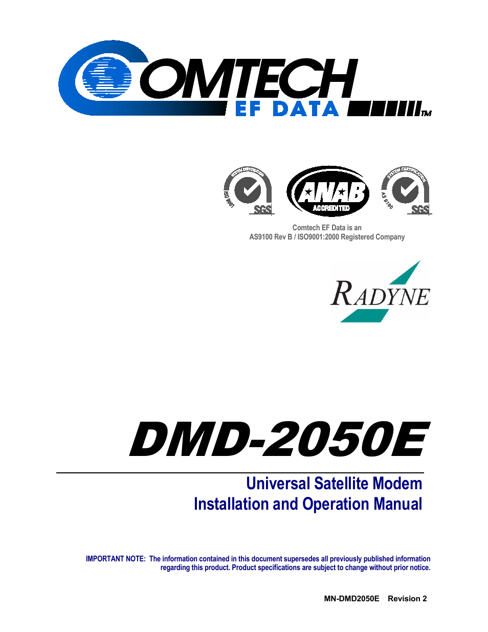 Comtech EF Data DMD-2050E User Manual | 342 pages