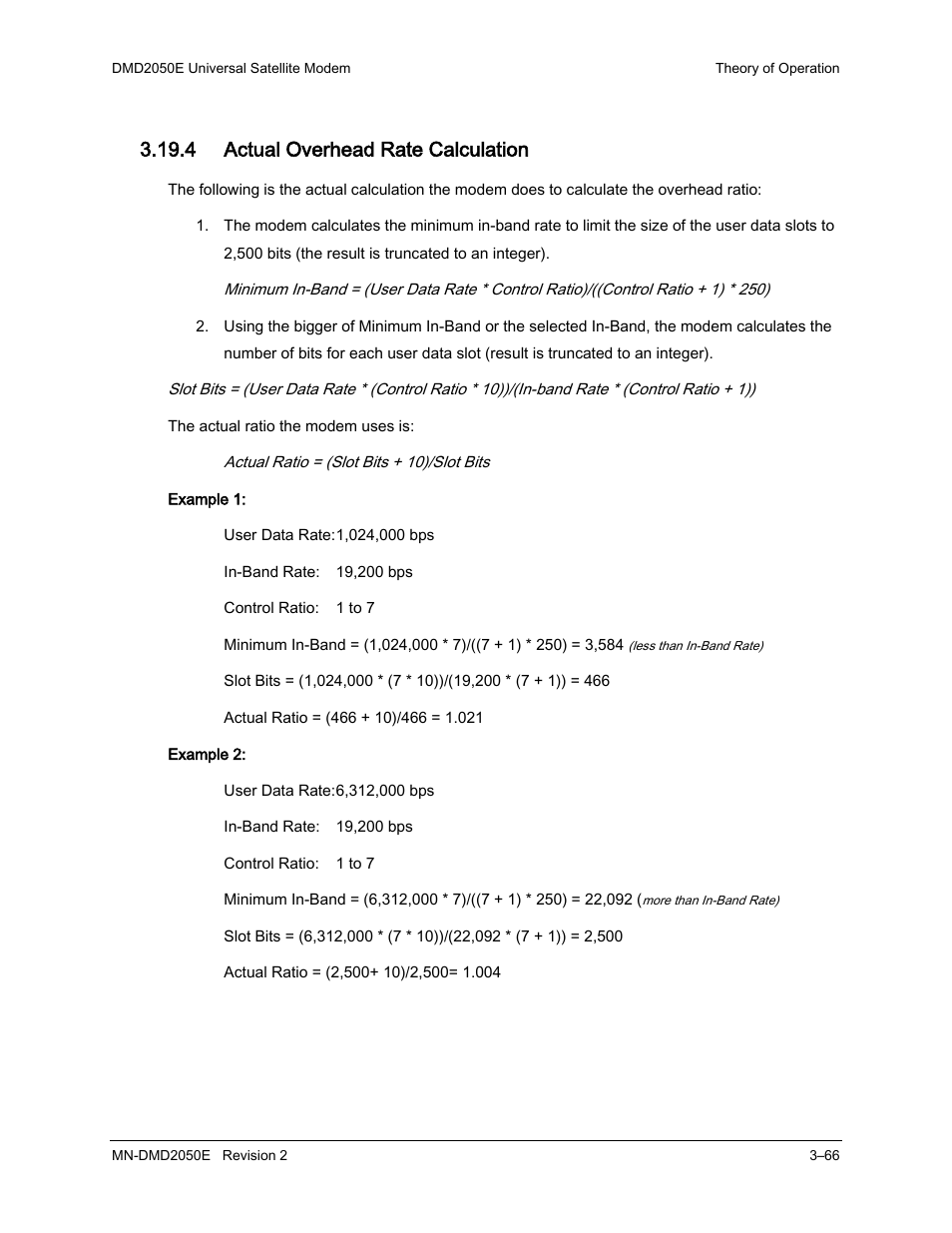 4 actual overhead rate calculation | Comtech EF Data DMD-2050E User Manual | Page 108 / 342