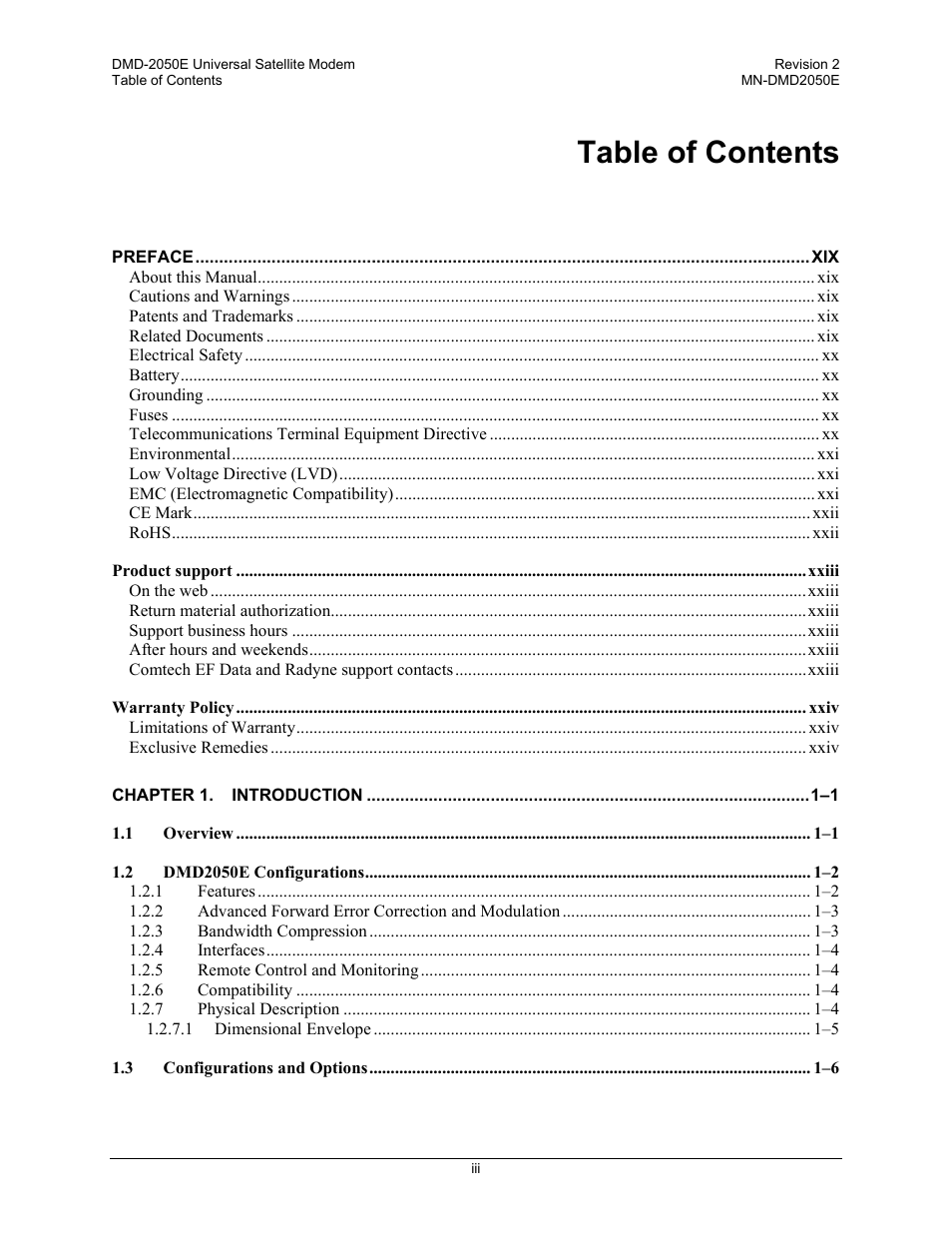 Comtech EF Data DMD-2050E User Manual | Page 11 / 342